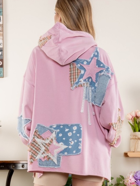 Bluevelvet Tops - #20 New! Oversized Patchwork Hooded Sweatshirt